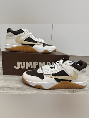 Travis Scott Jordan Jumpman Jack TR FZ8117-100 Sail Muslin Dark Mocha Sz 12 New